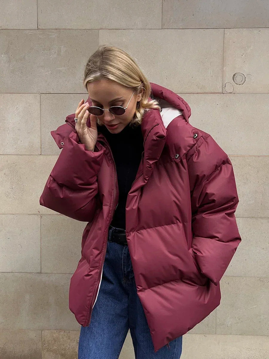 Lucia - Chaqueta algodón acolchada larga con capucha mujer