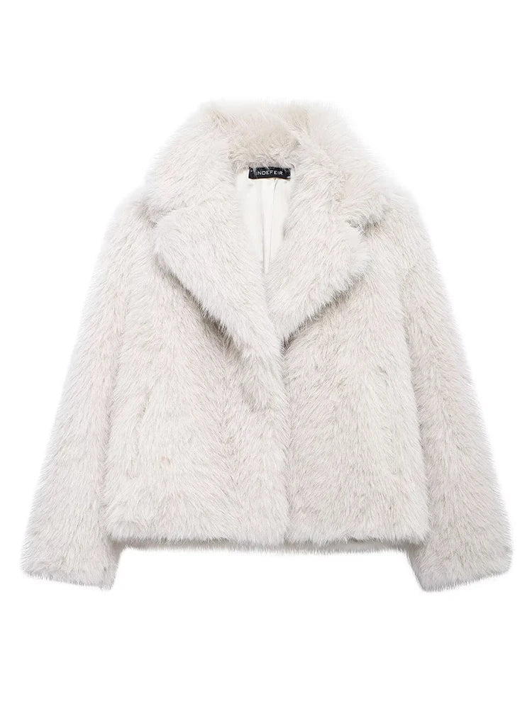 Isabella – Chaqueta corta de pelo sintético para mujer