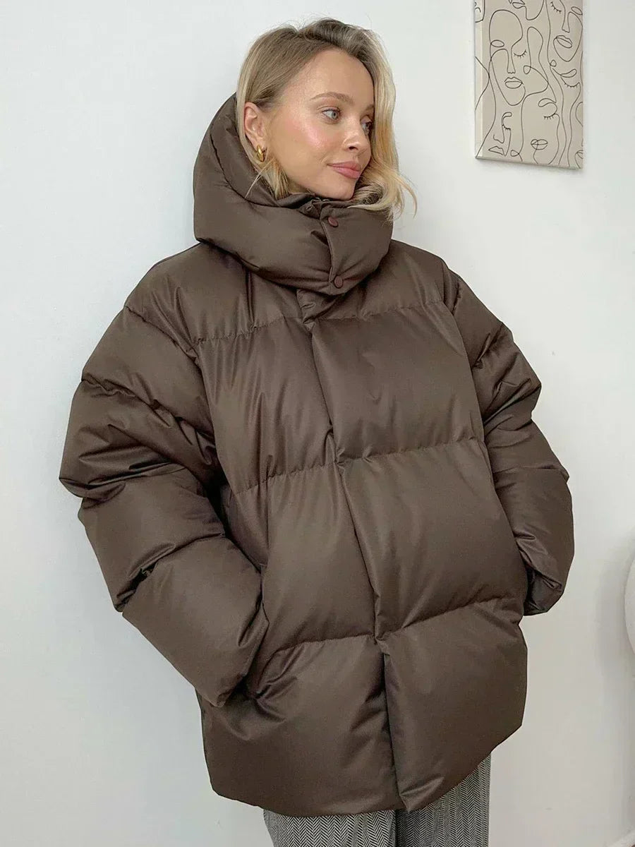 Lucia - Chaqueta algodón acolchada larga con capucha mujer