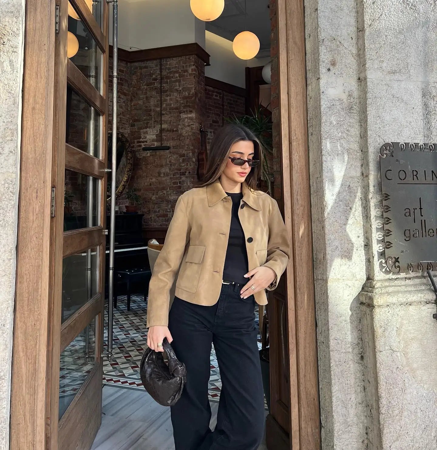 Irene - Chaqueta corta de ante sintético para mujer