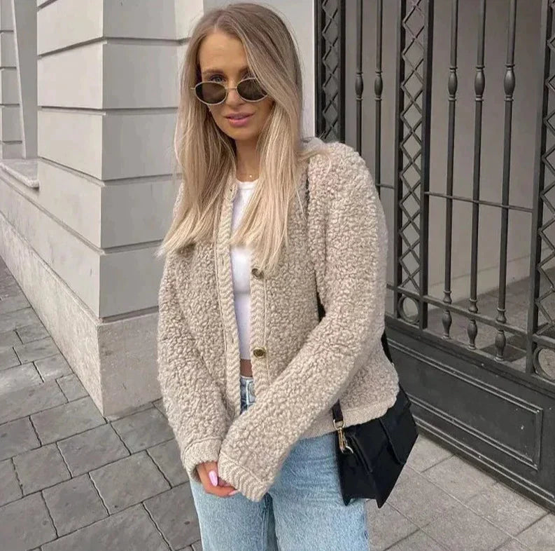 Clara - Chaqueta corta de borreguito mujer