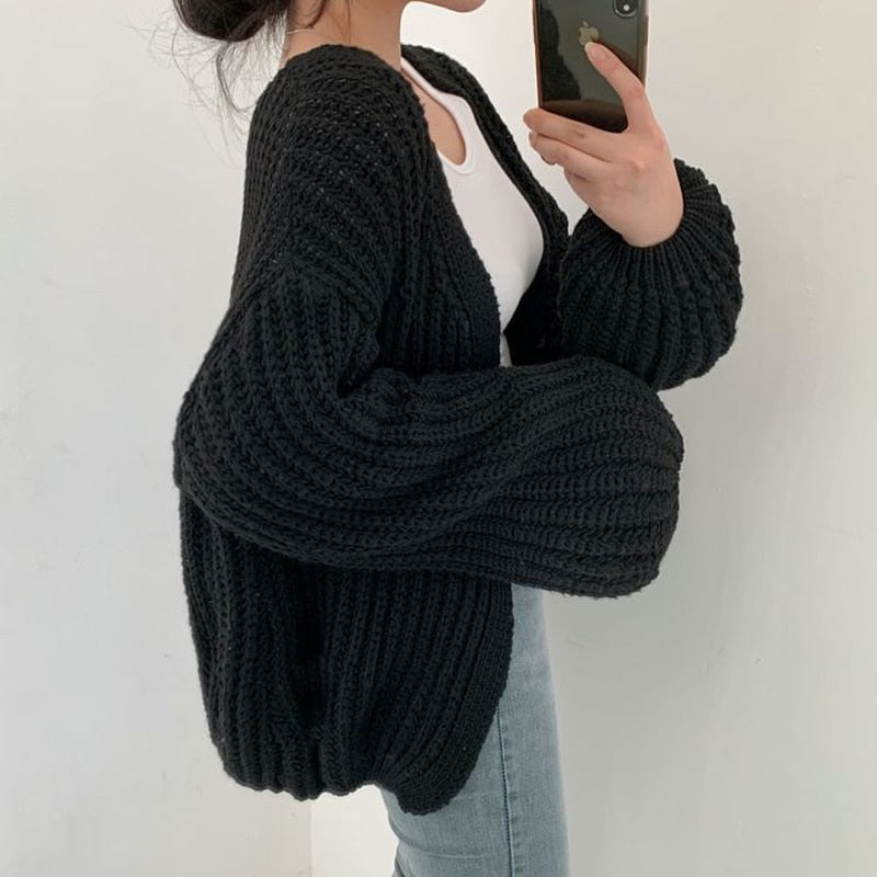 Sofía - Cárdigan tejido abierto mujer oversize