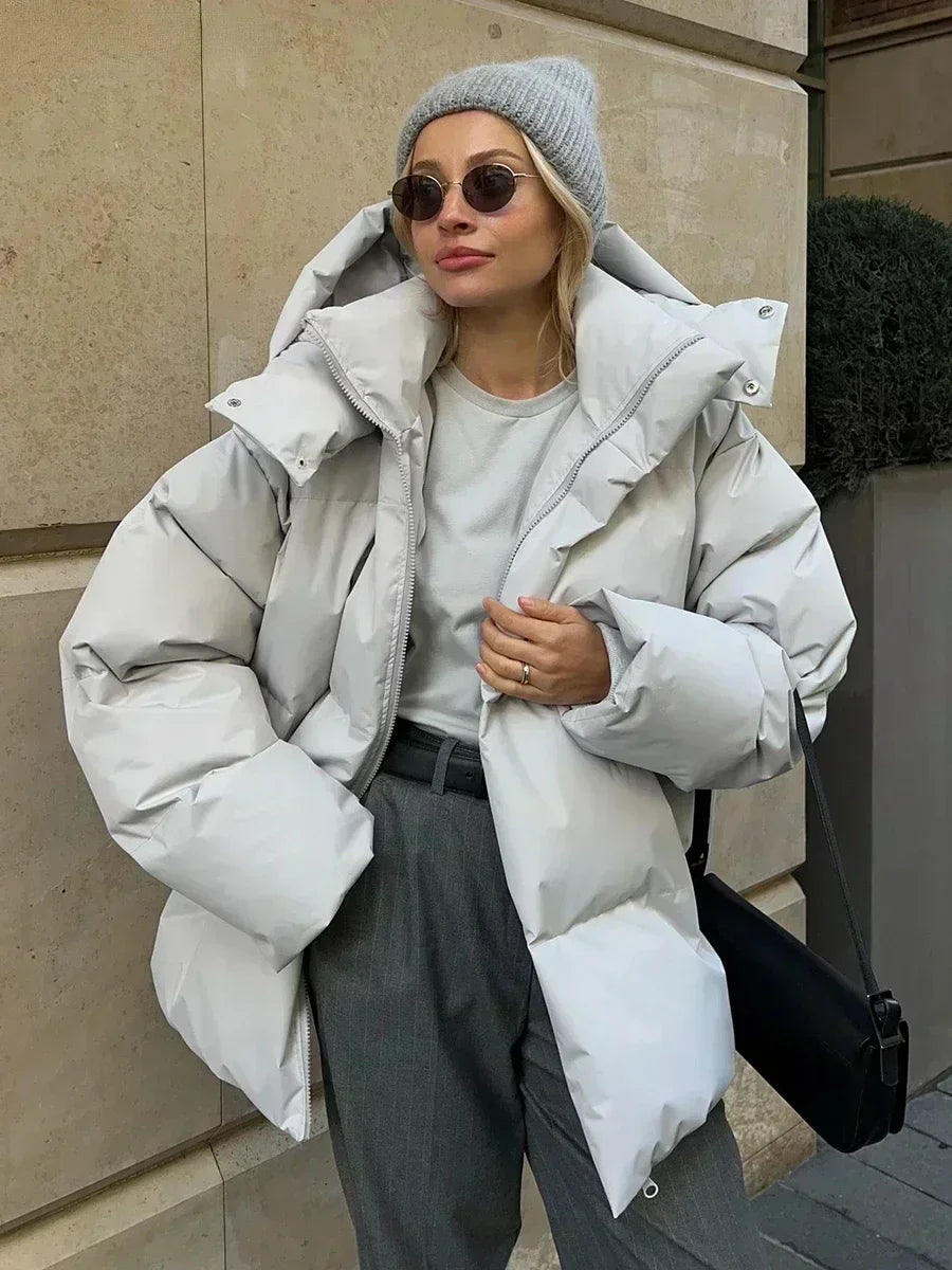 Lucia - Chaqueta algodón acolchada larga con capucha mujer