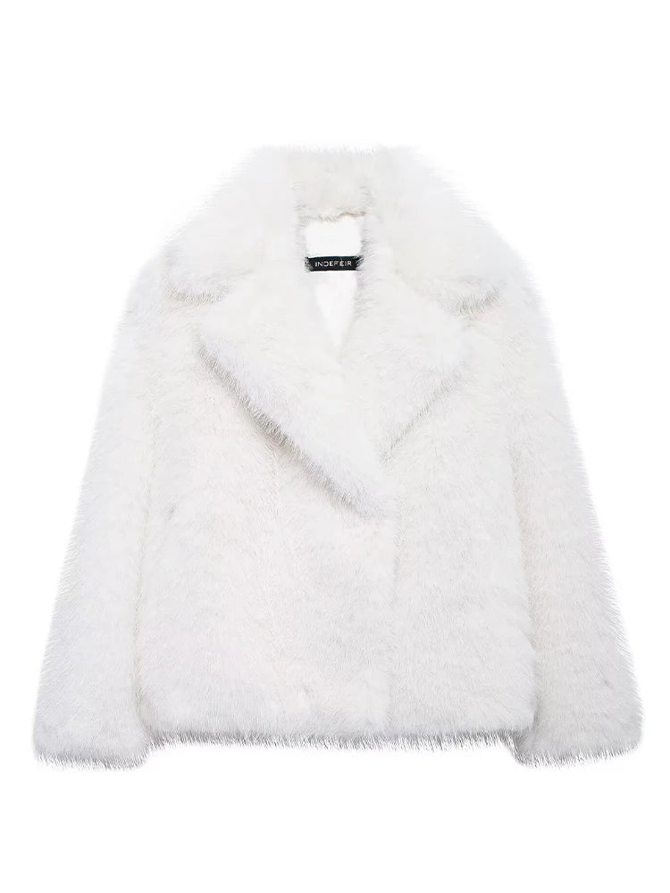 Isabella – Chaqueta corta de pelo sintético para mujer