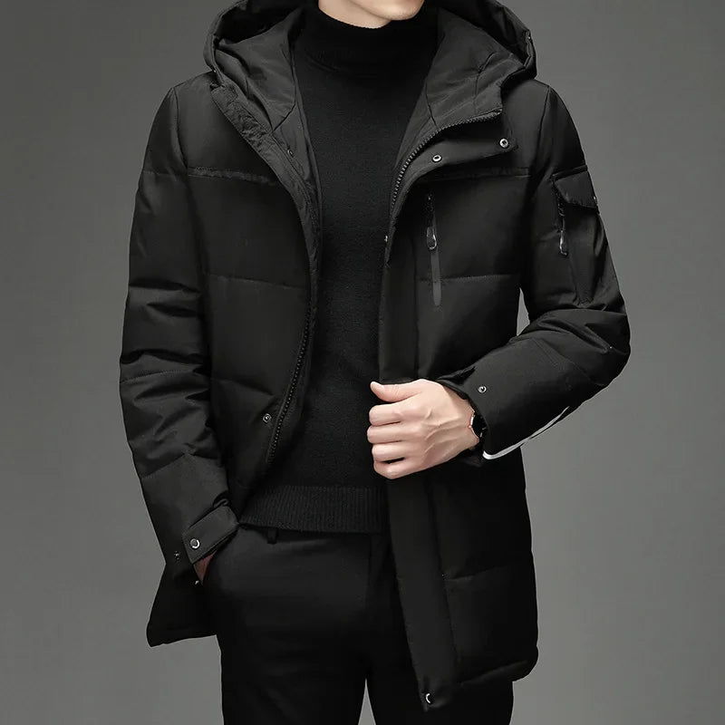 Martín - abrigo largo acolchado para hombre con capucha invierno