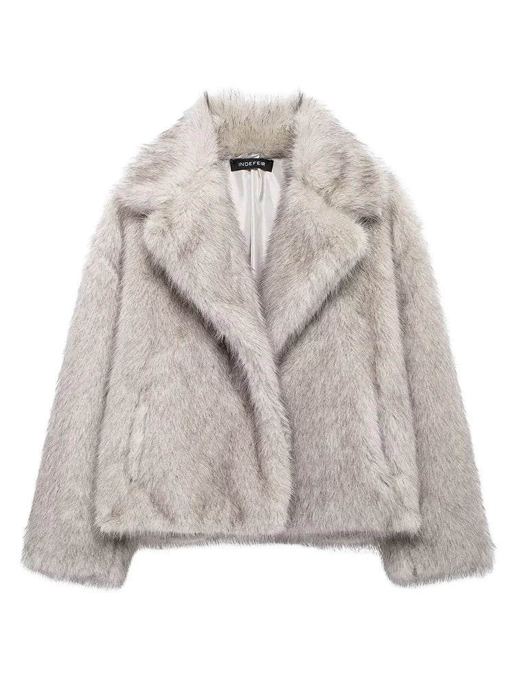 Isabella – Chaqueta corta de pelo sintético para mujer
