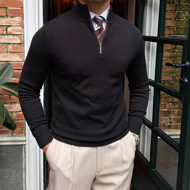 Marcos - Pulóver hombre con media cremallera y cuello alto