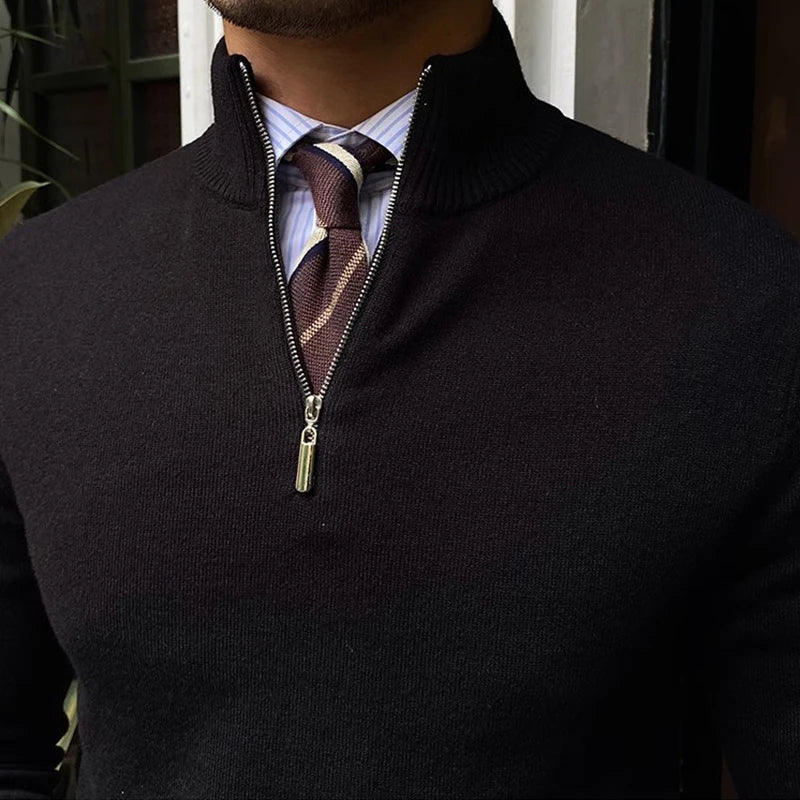Marcos - Pulóver hombre con media cremallera y cuello alto