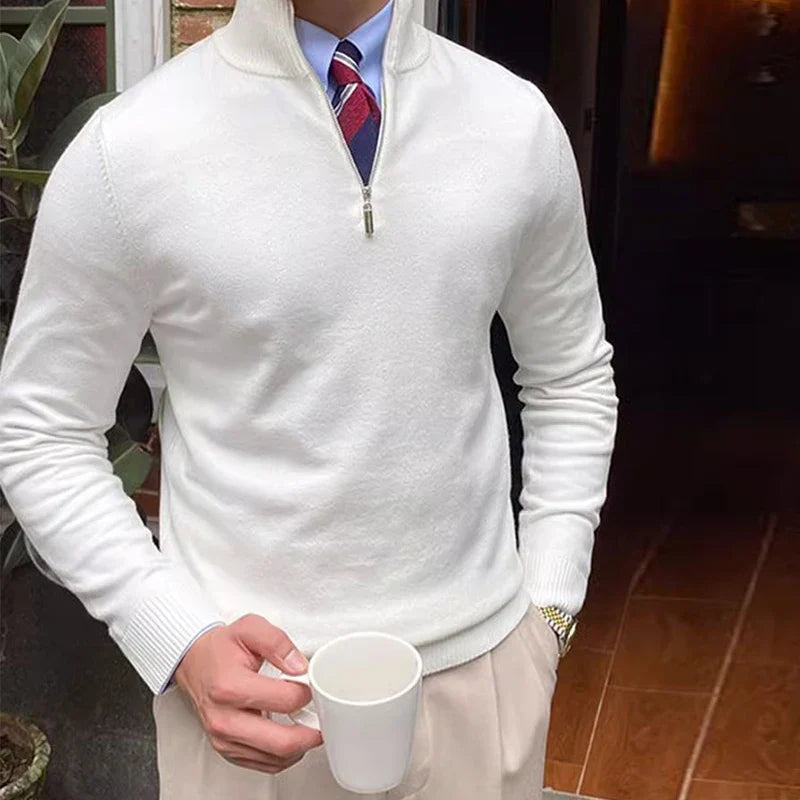 Marcos - Pulóver hombre con media cremallera y cuello alto