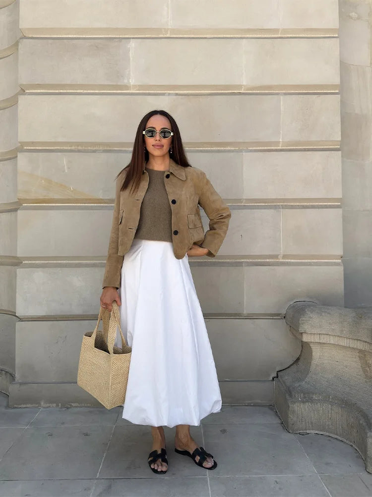 Irene - Chaqueta corta de ante sintético para mujer