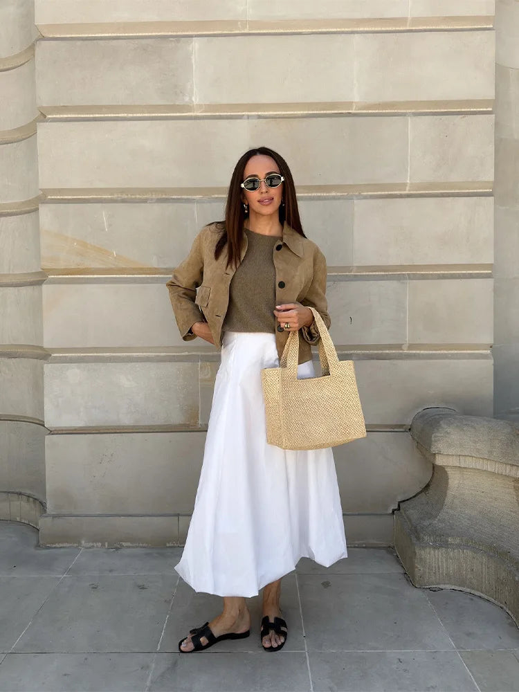 Irene - Chaqueta corta de ante sintético para mujer