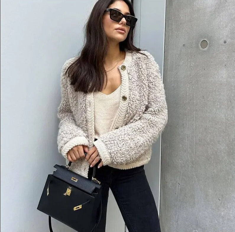 Clara - Chaqueta corta de borreguito mujer