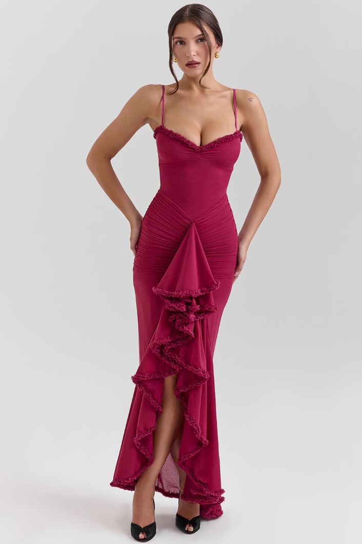 Adriana - Vestido largo con abertura frontal mujer