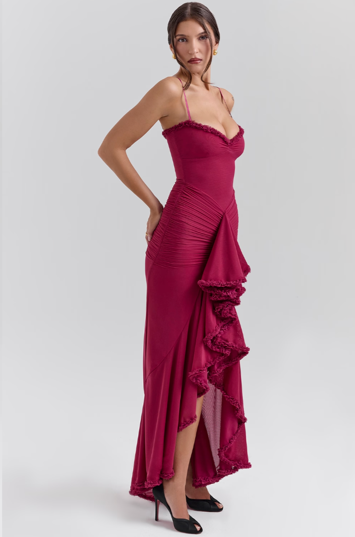 Adriana - Vestido largo con abertura frontal mujer