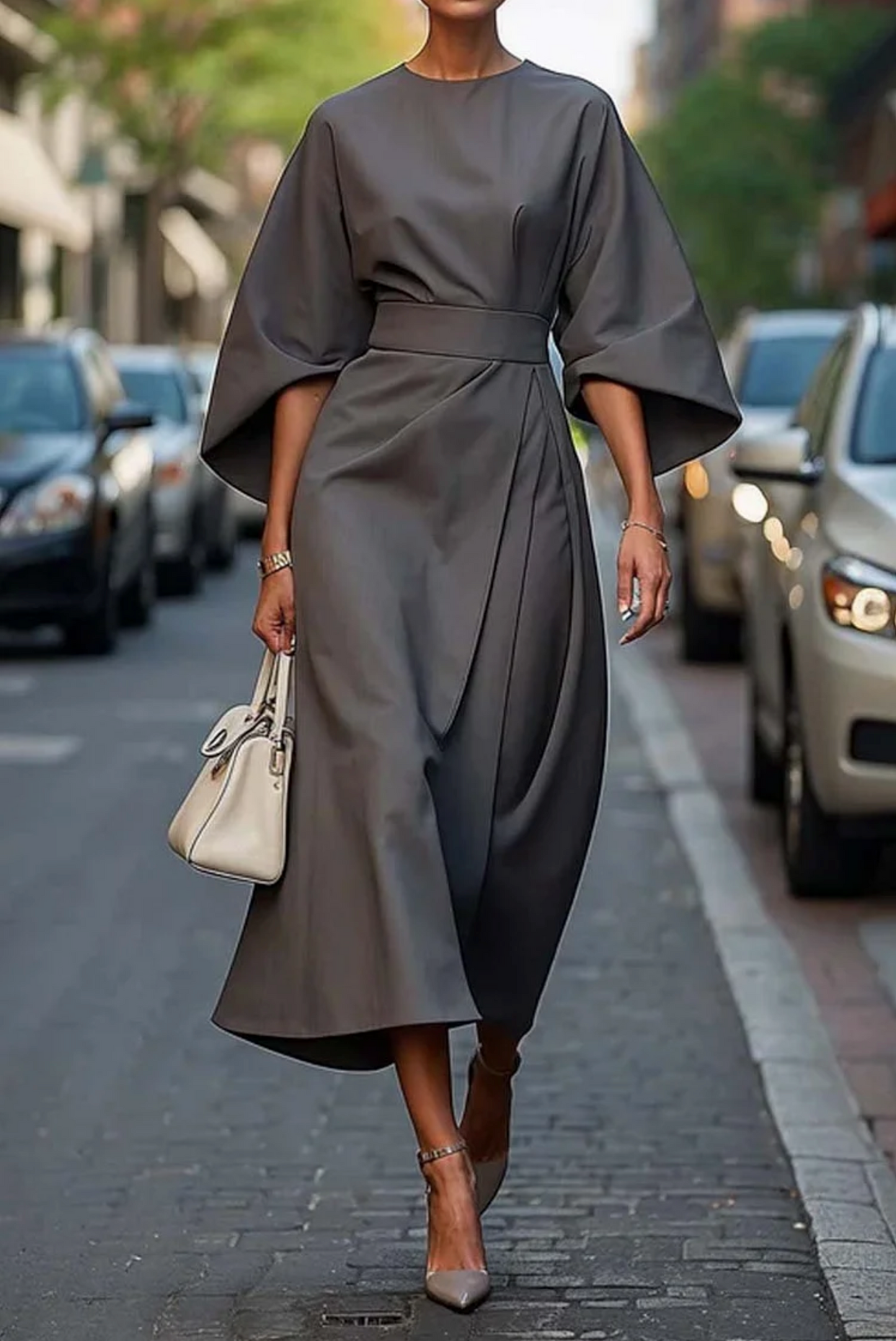 Valeria - Vestido midi de mujer con mangas amplias