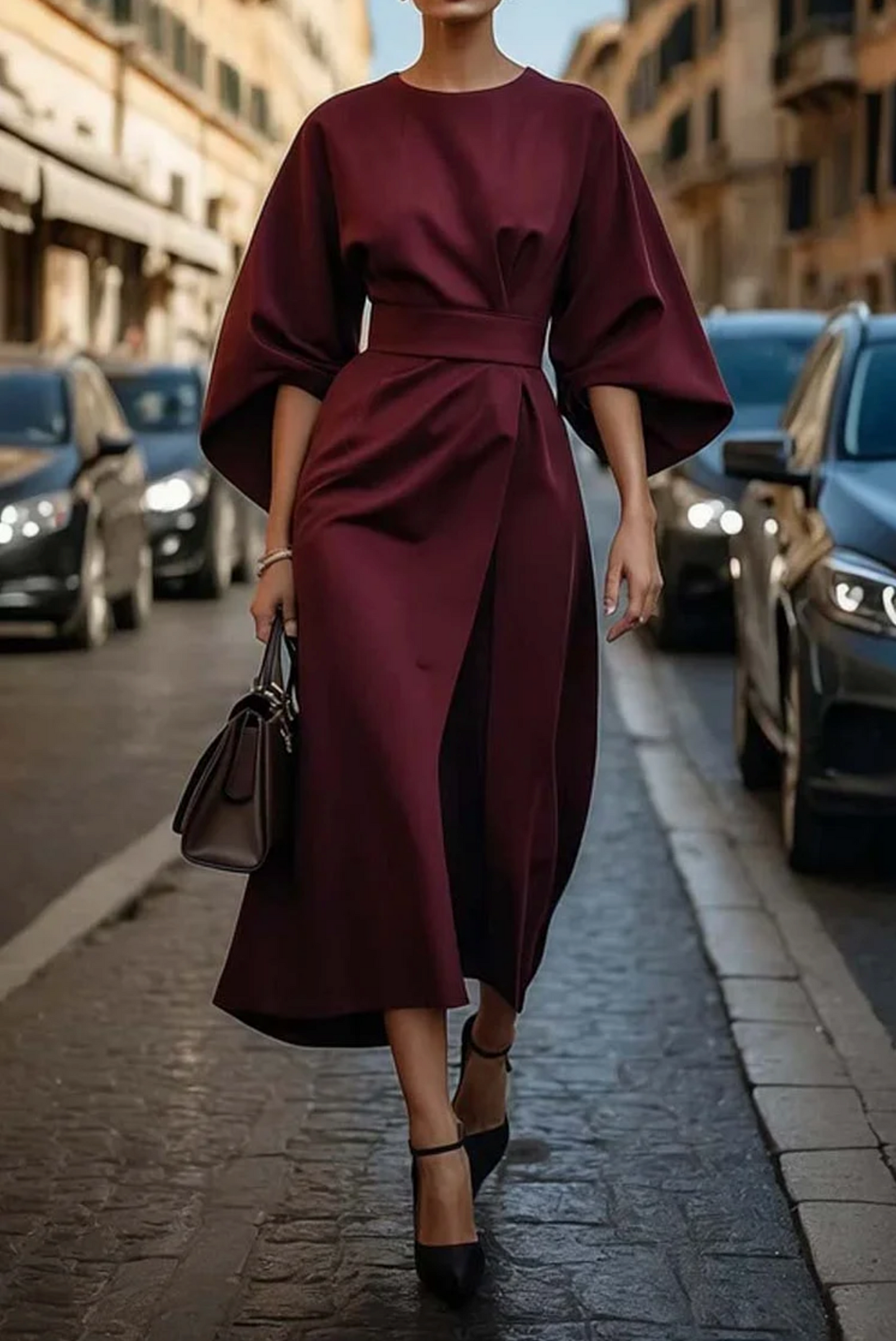 Valeria - Vestido midi de mujer con mangas amplias