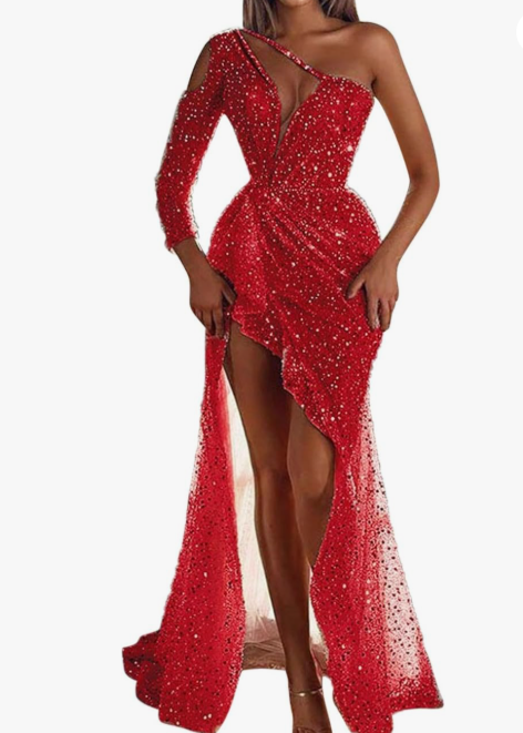 Daniela - Vestido de Fiesta Mujer Asimétrico con Abertura