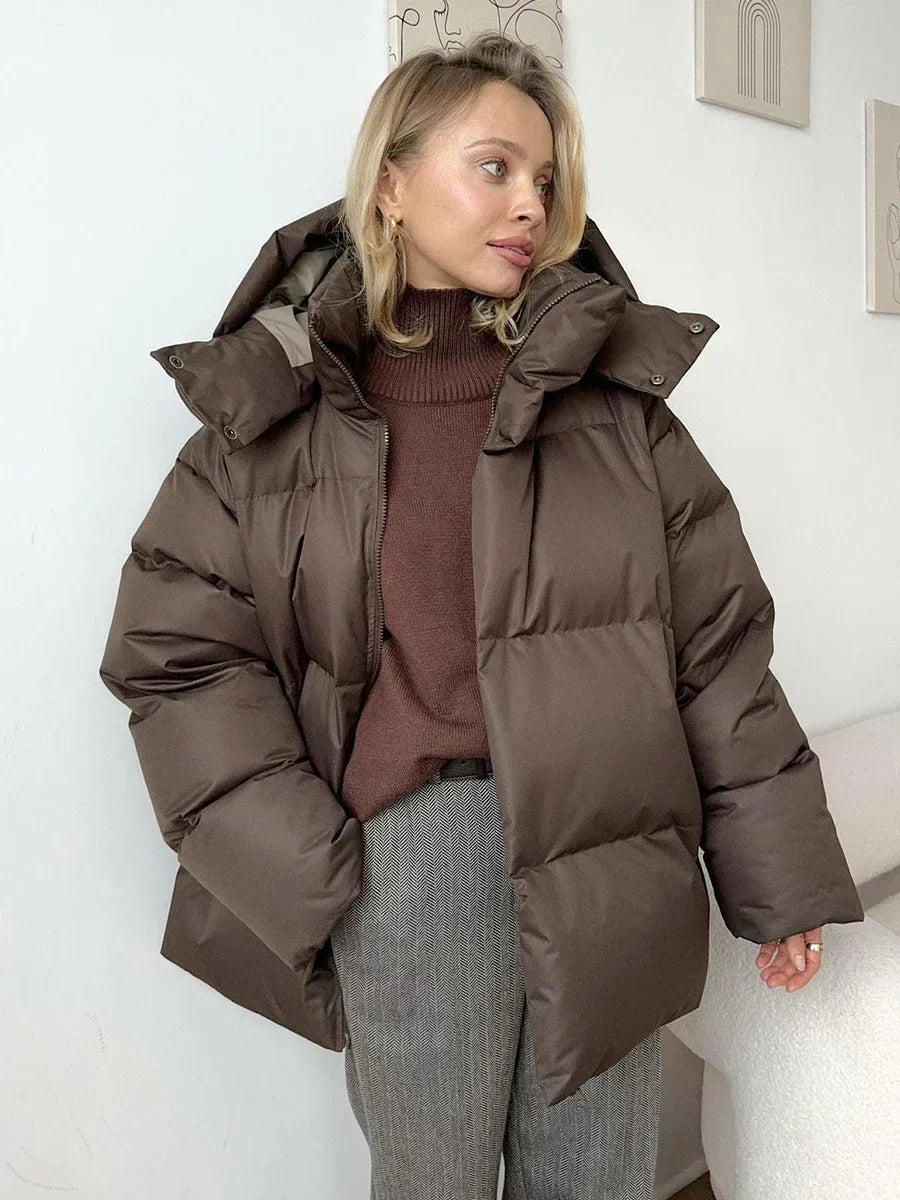 Lucia - Chaqueta algodón acolchada larga con capucha mujer