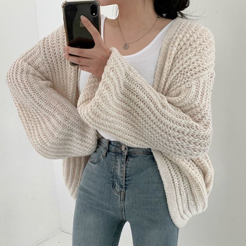 Sofía - Cárdigan tejido abierto mujer oversize