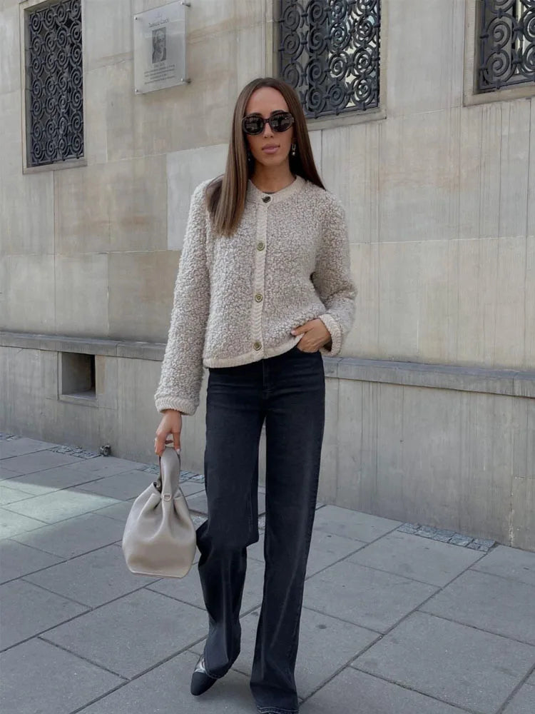 Clara - Chaqueta corta de borreguito mujer