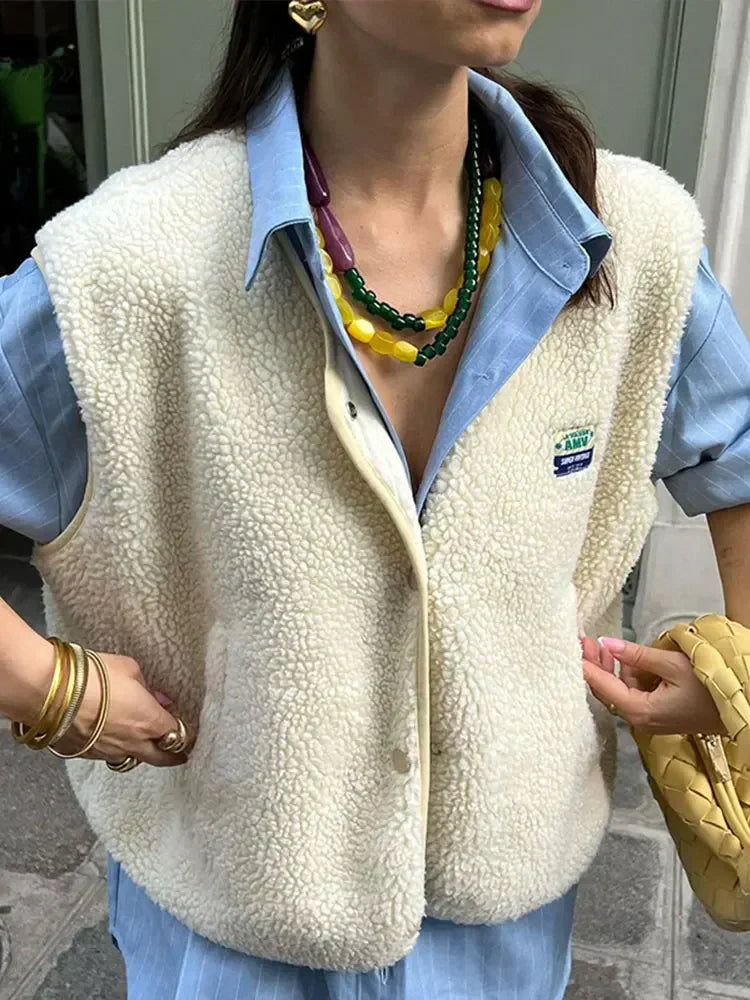 Alejandra - Chaleco de borreguito sin mangas mujer