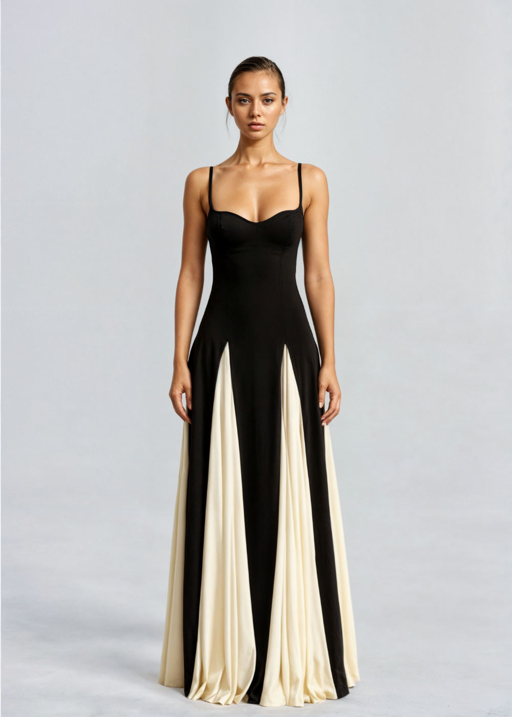 Selene - Vestido largo de mujer con tirantes finos y falda