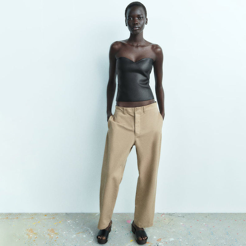 Marina – Top Bandeau Femenino de Brillo Metálico