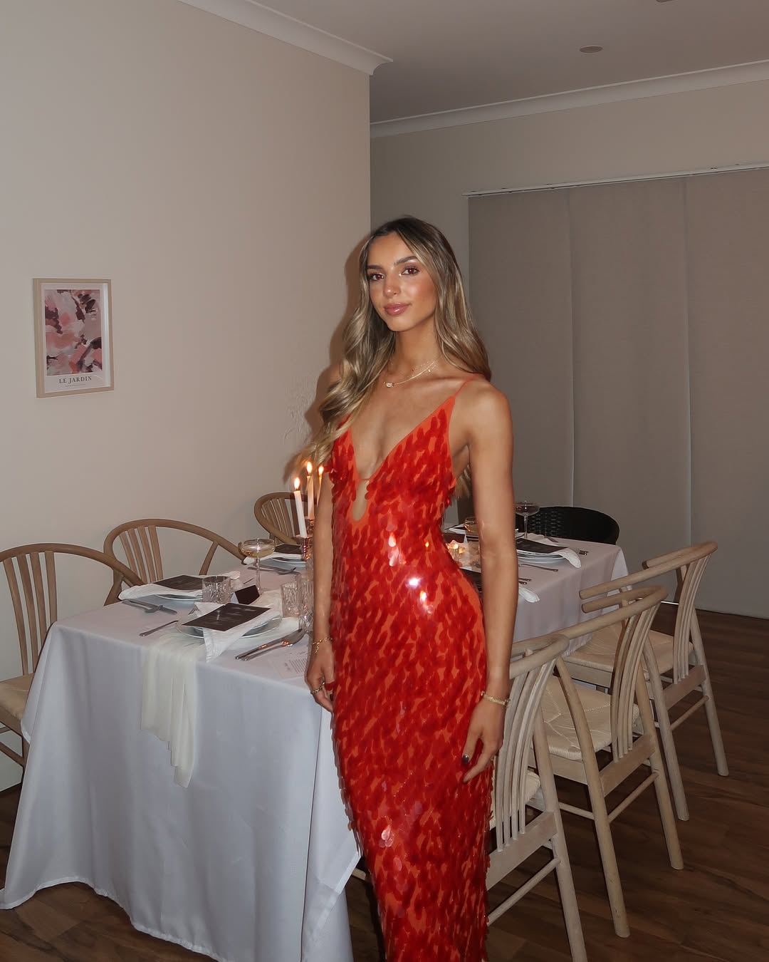 Valentina - Vestido largo de lentejuelas con tirantes finos mujer