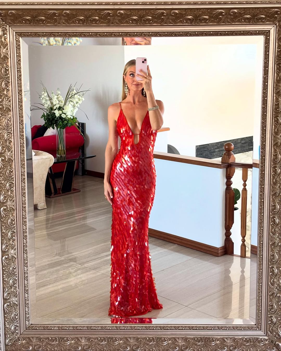 Valentina - Vestido largo de lentejuelas con tirantes finos mujer