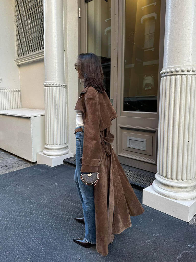 Valeria – Gabardina larga de invierno para mujer en ante