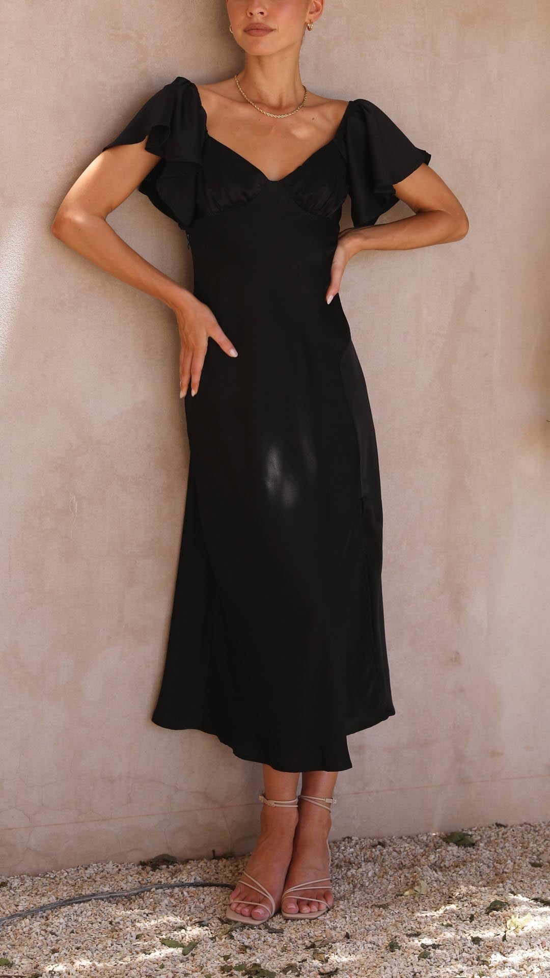Sofia - Vestido midi con hombros descubiertos mujer