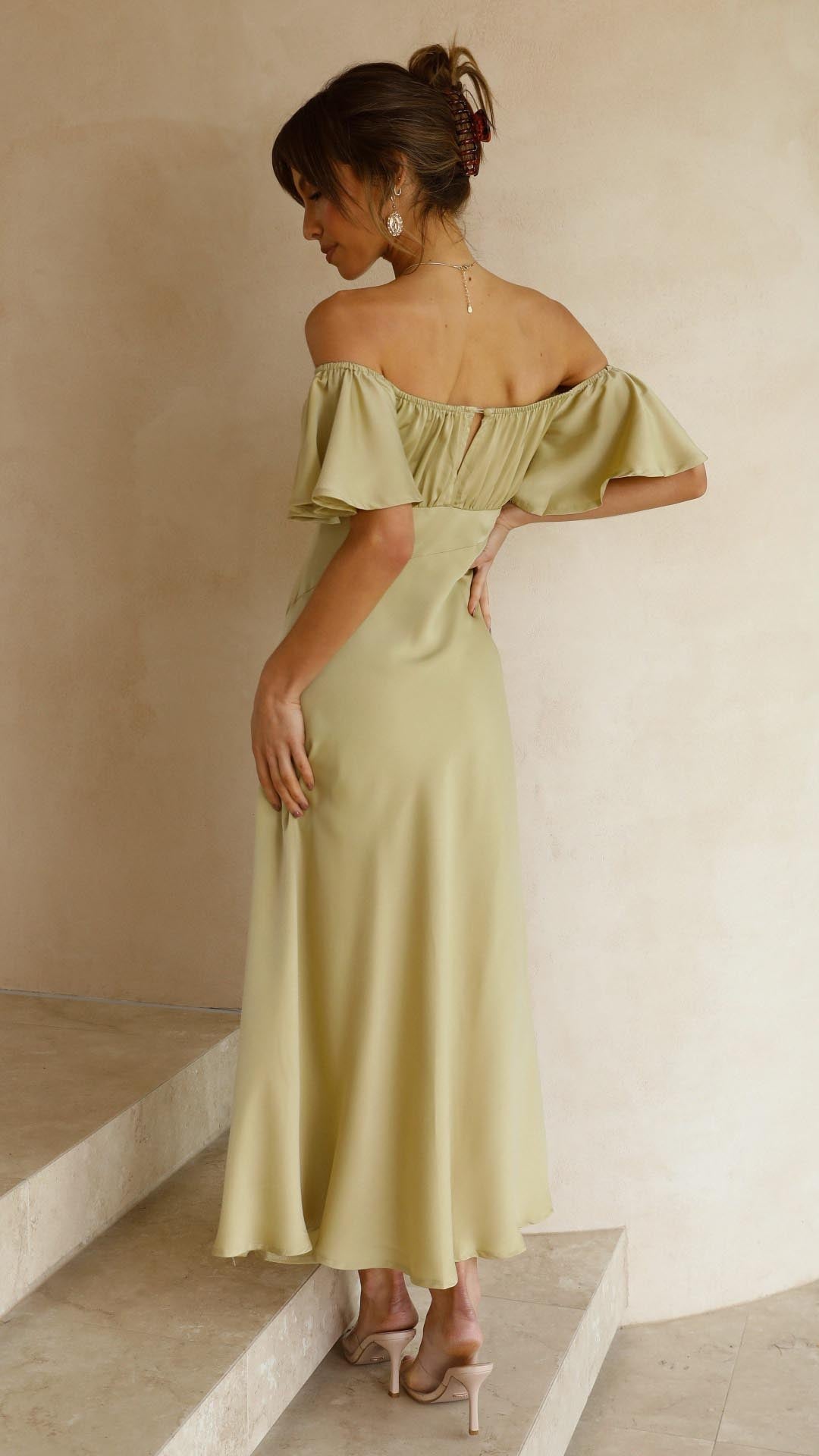 Sofia - Vestido midi con hombros descubiertos mujer
