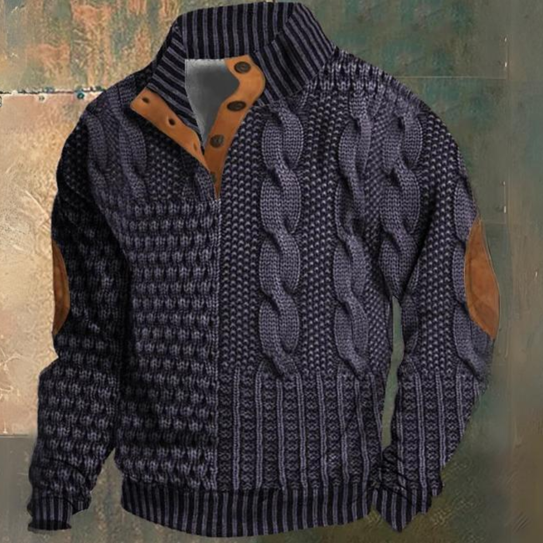 Hugo – Suéter Trenzado con Cuello Abotonado para Hombre