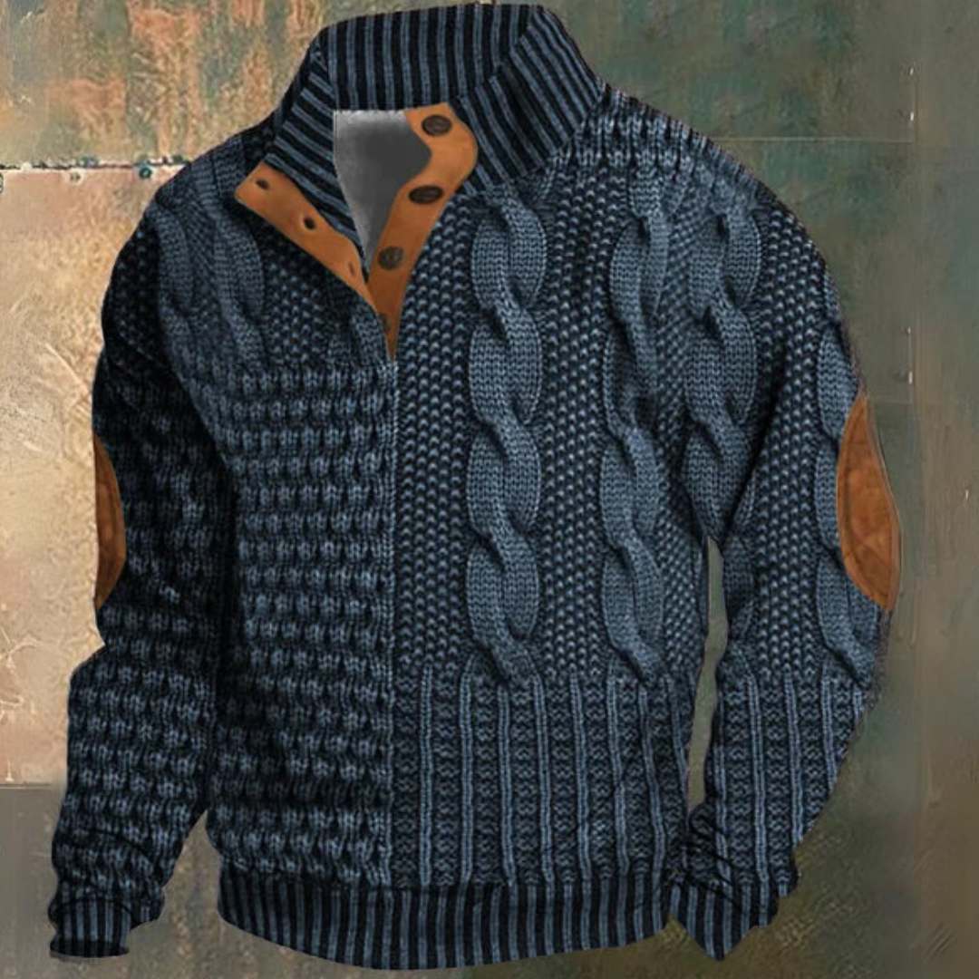 Hugo – Suéter Trenzado con Cuello Abotonado para Hombre
