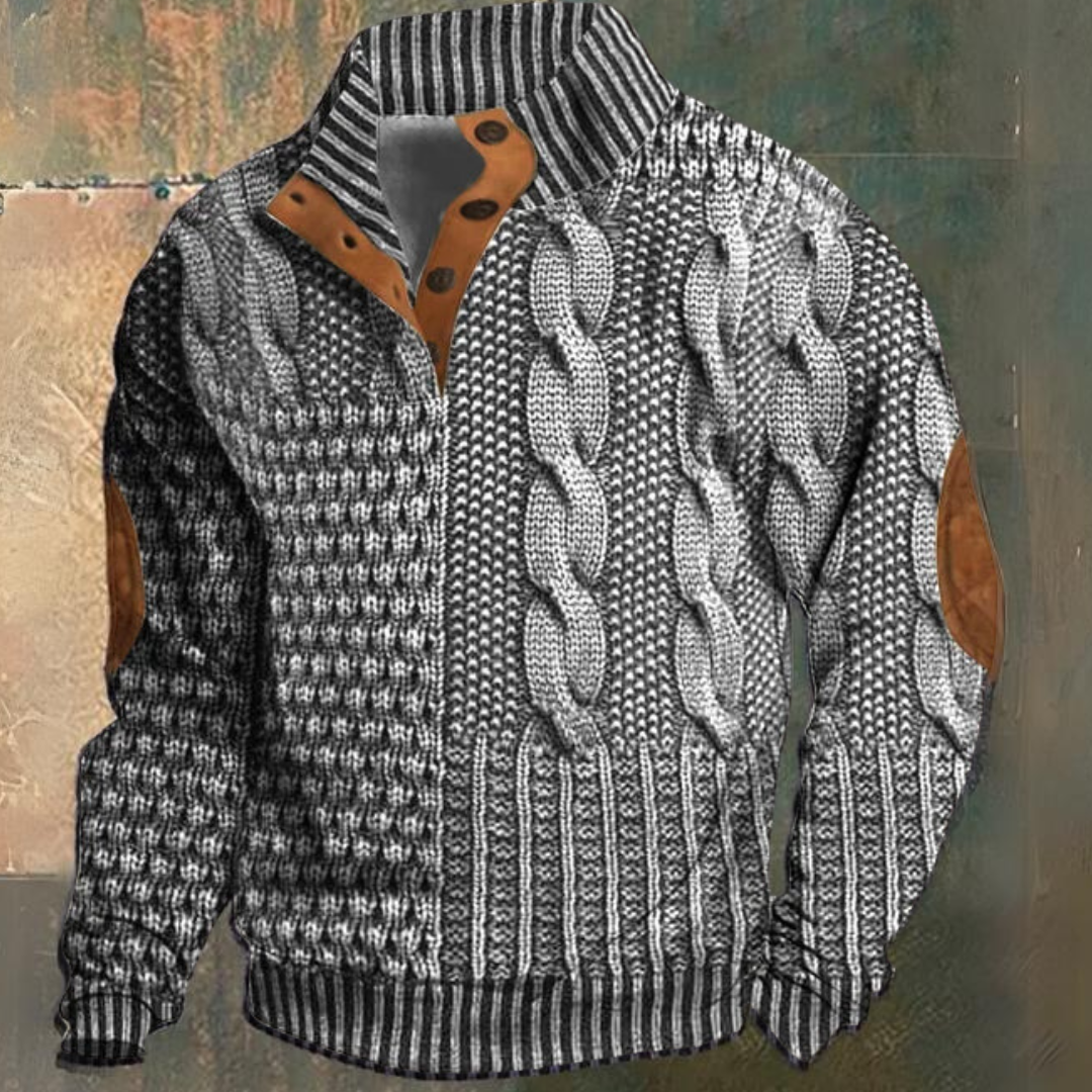 Hugo – Suéter Trenzado con Cuello Abotonado para Hombre