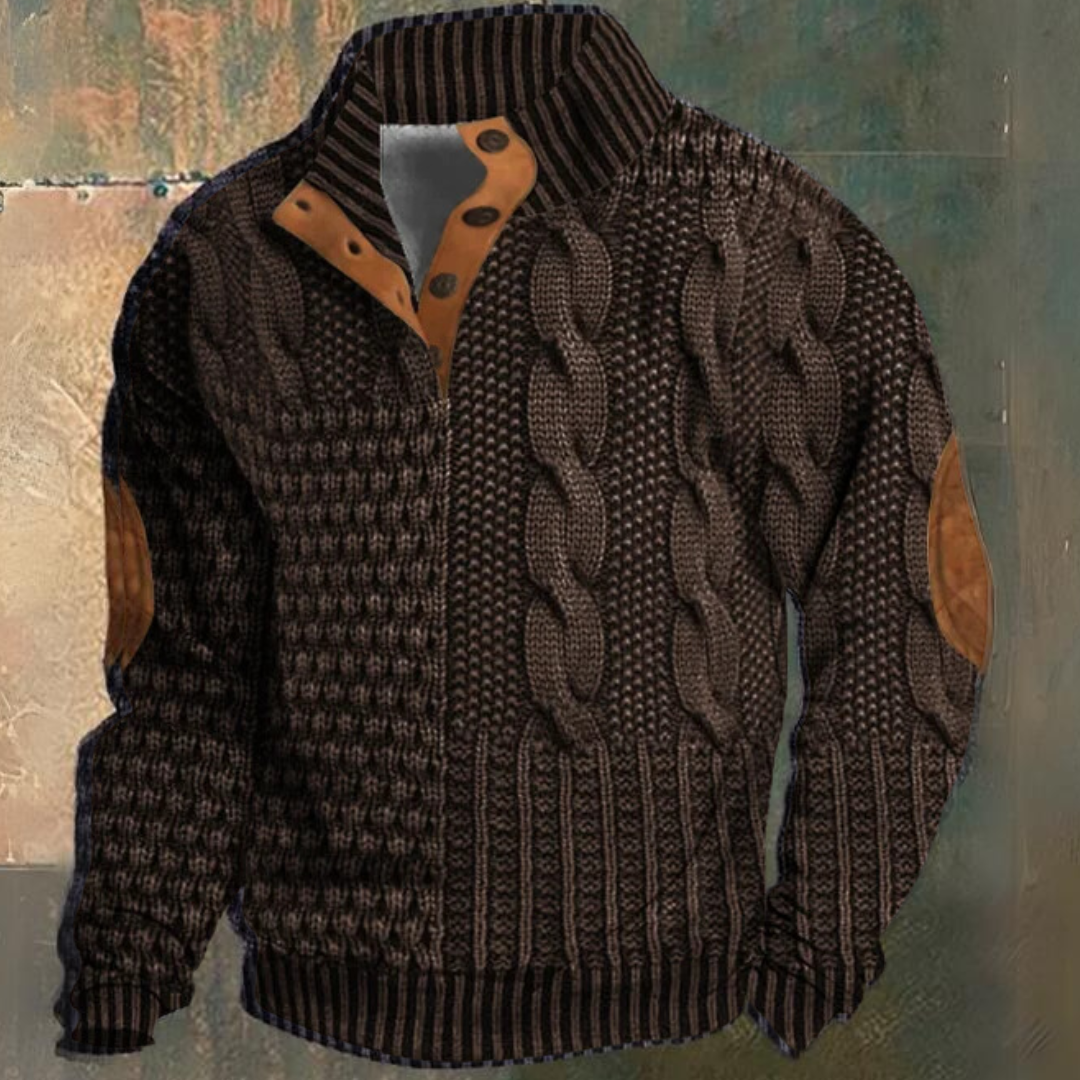 Hugo – Suéter Trenzado con Cuello Abotonado para Hombre