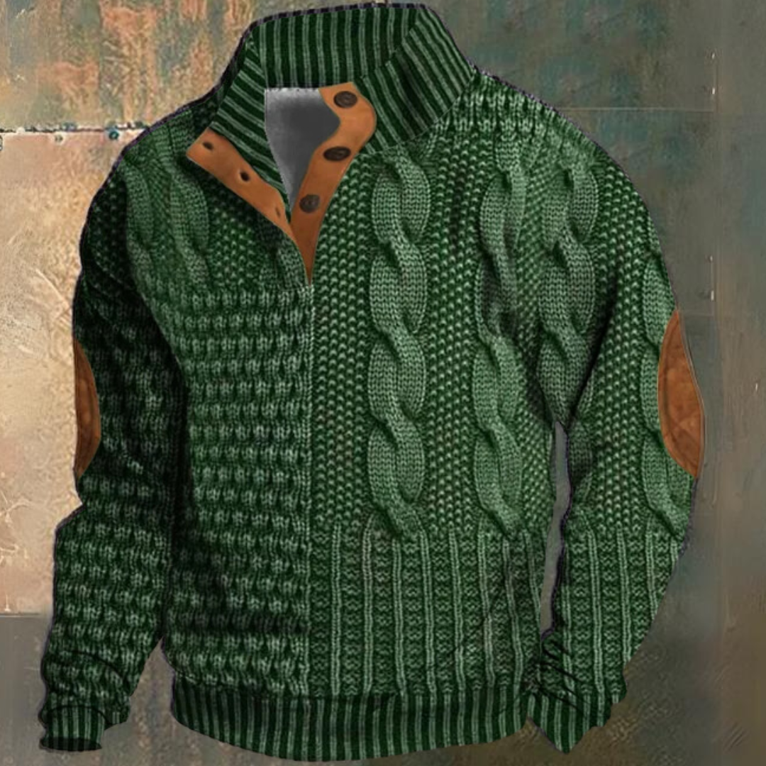 Hugo – Suéter Trenzado con Cuello Abotonado para Hombre