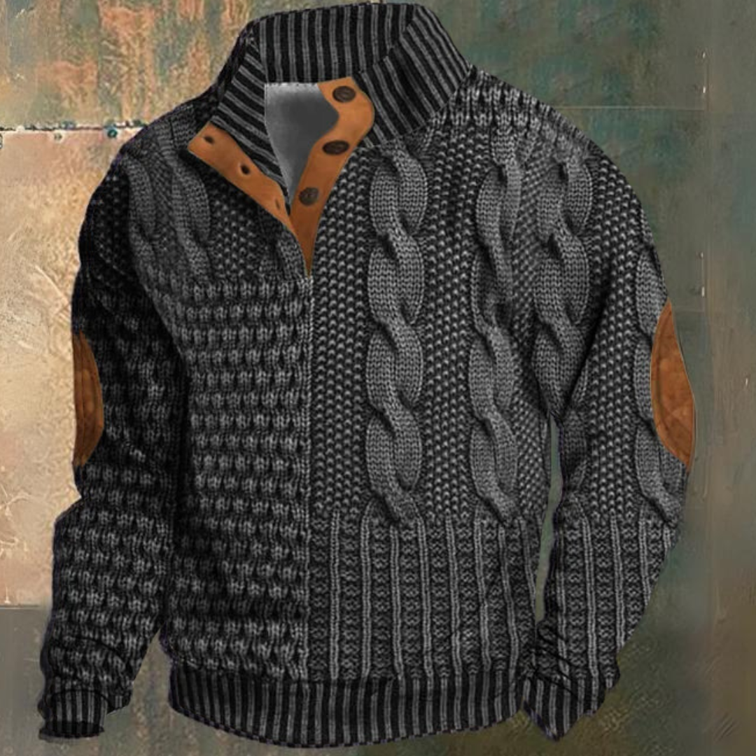 Hugo – Suéter Trenzado con Cuello Abotonado para Hombre