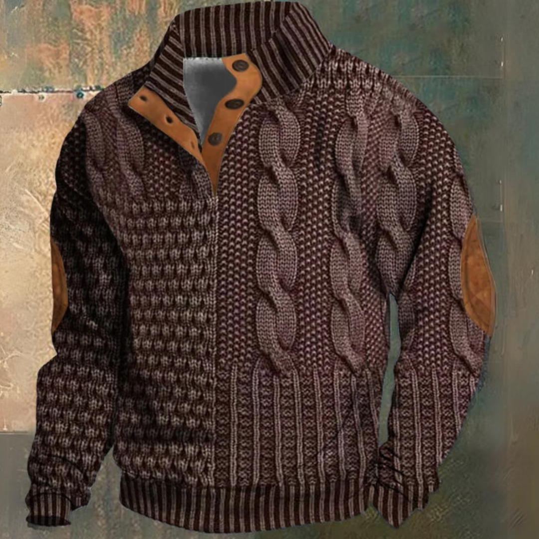 Hugo – Suéter Trenzado con Cuello Abotonado para Hombre
