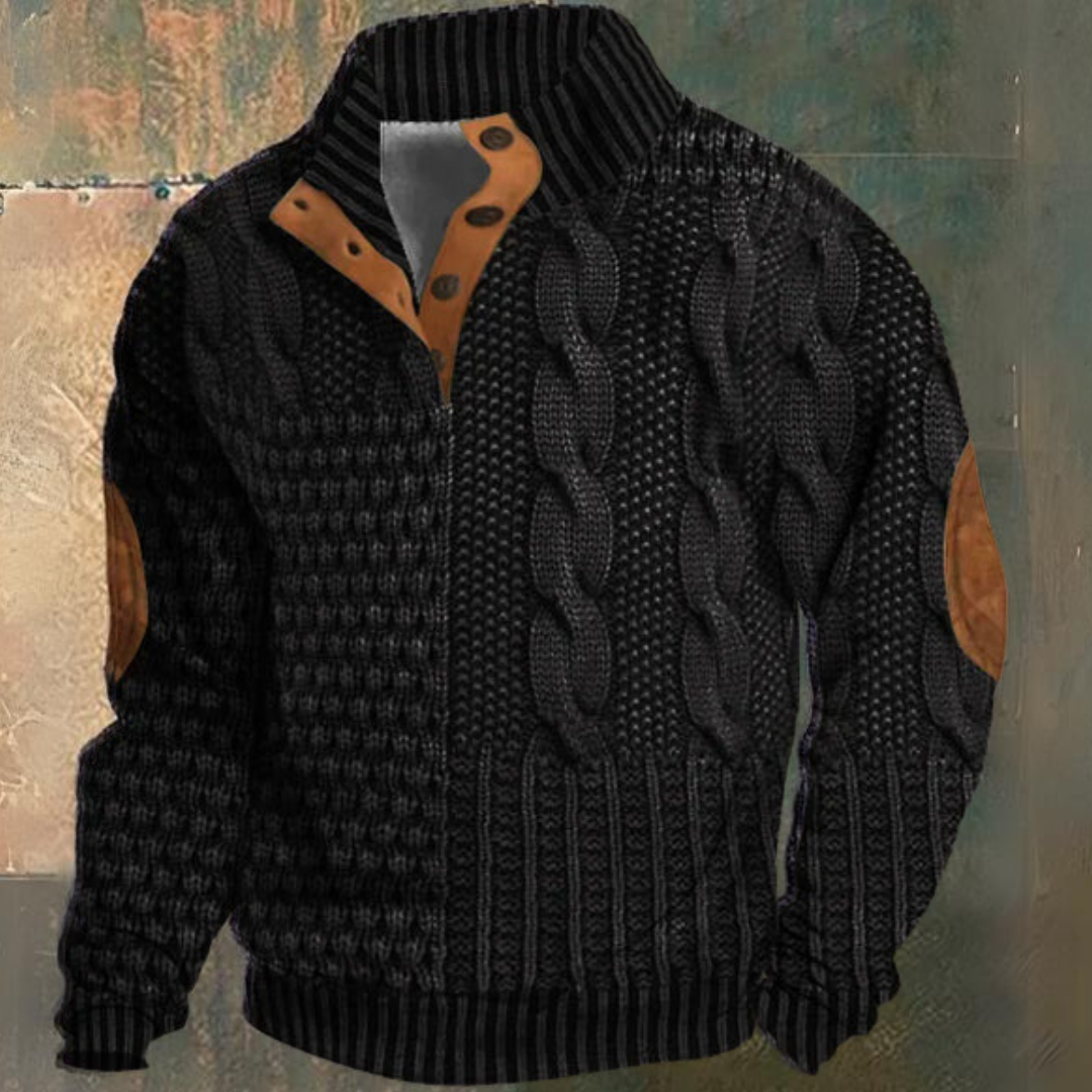 Hugo – Suéter Trenzado con Cuello Abotonado para Hombre