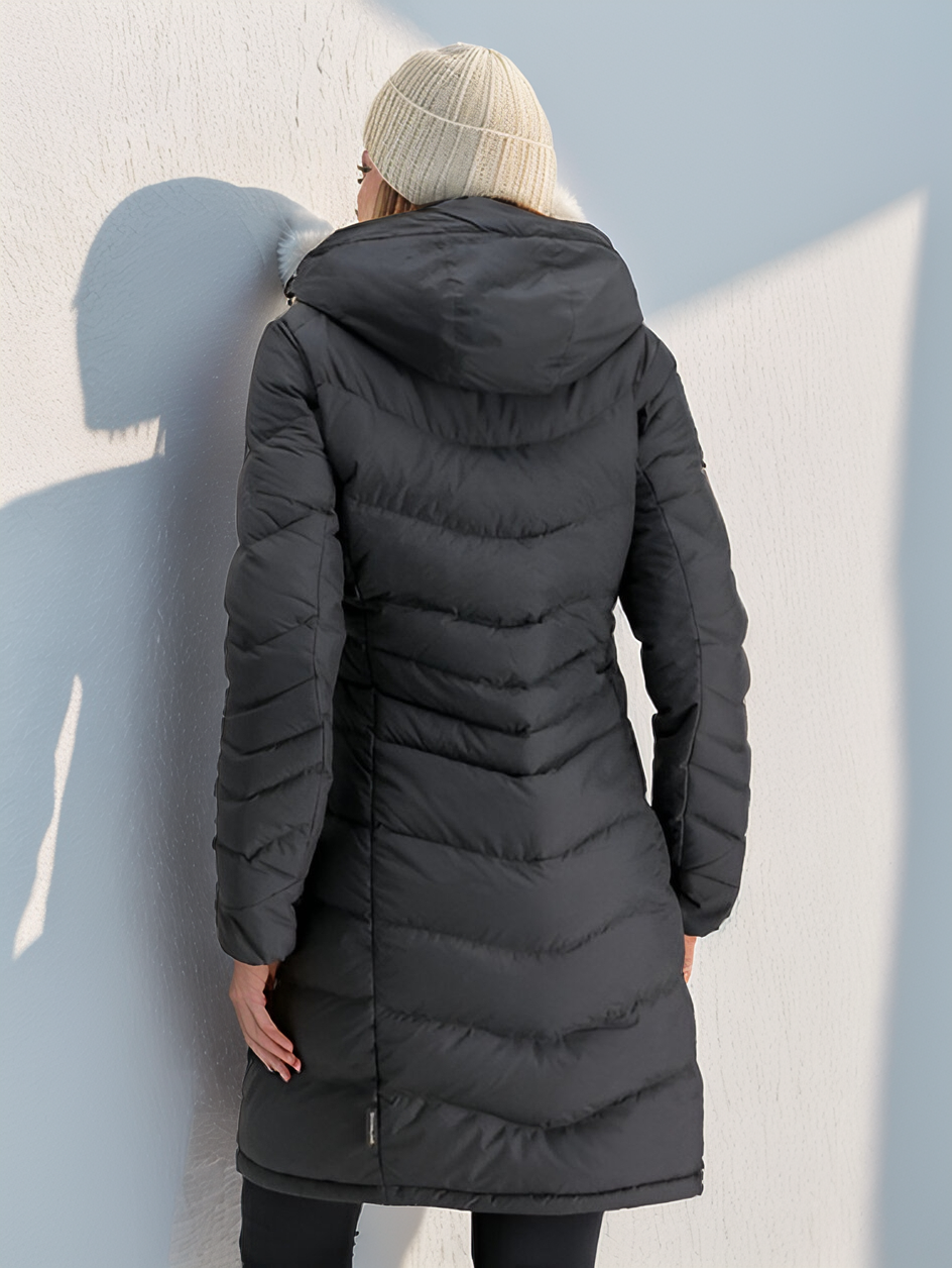 Sandra - Chaqueta larga acolchada de invierno con capucha para mujer