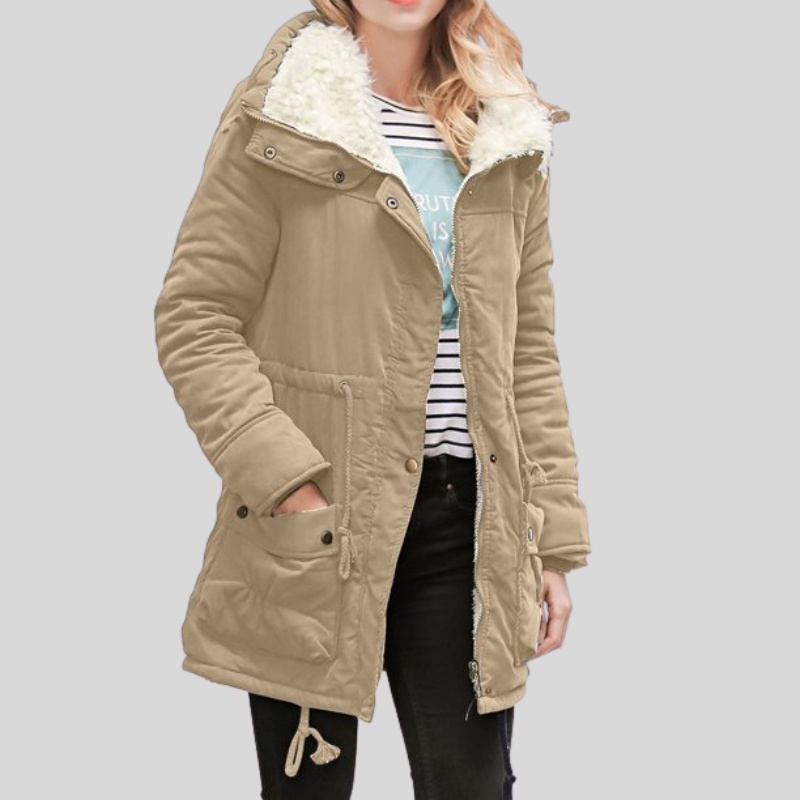 Isabel - Parka con forro de borreguito y bolsillos mujer