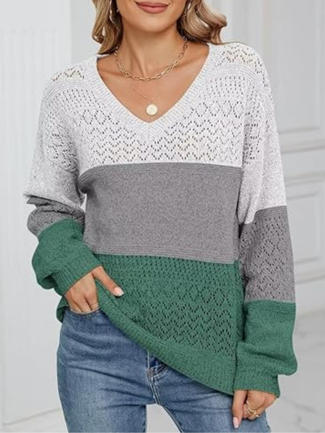 Sofía - Jersey cachemira de punto a rayas mujer