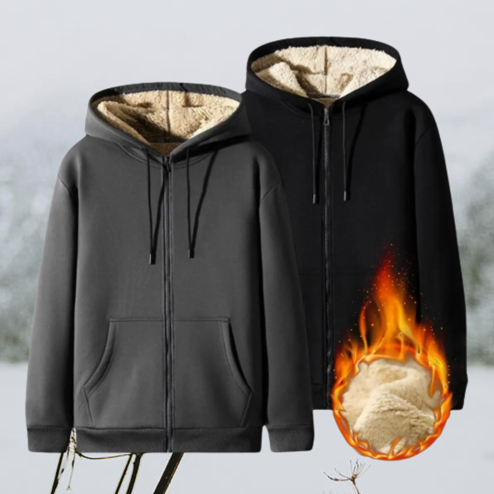 Diego - Sudadera de hombre con capucha y forro térmico de borrego