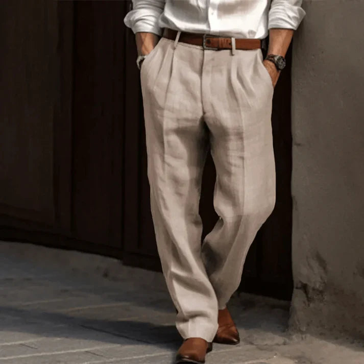 Mateo – Pantalones de lino con pinzas para hombre