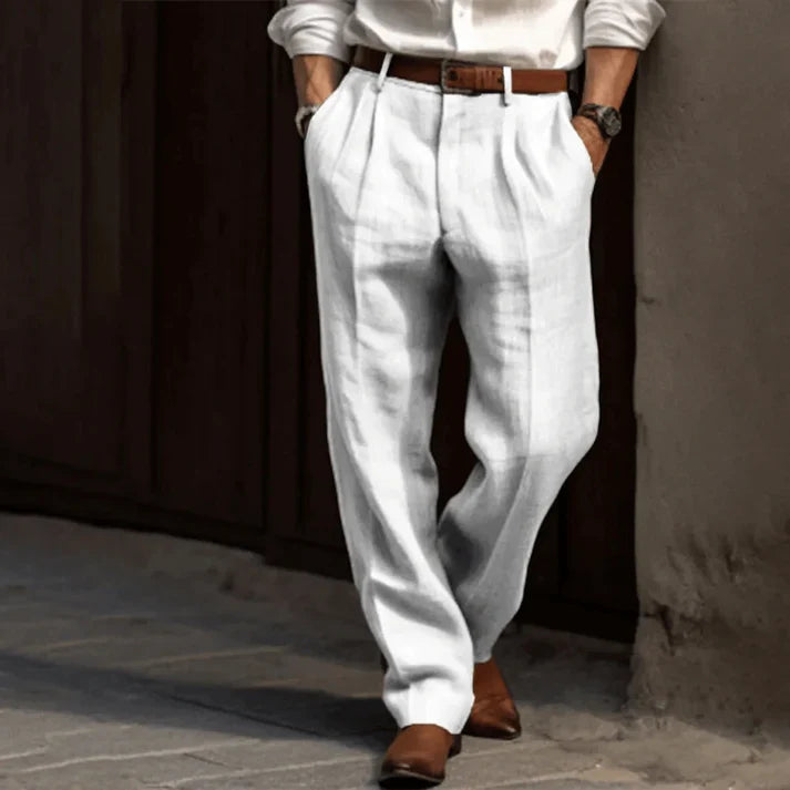 Mateo – Pantalones de lino con pinzas para hombre