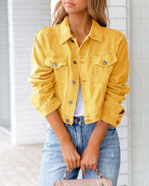 Carla - Chaqueta corta de denim de algodón para mujer