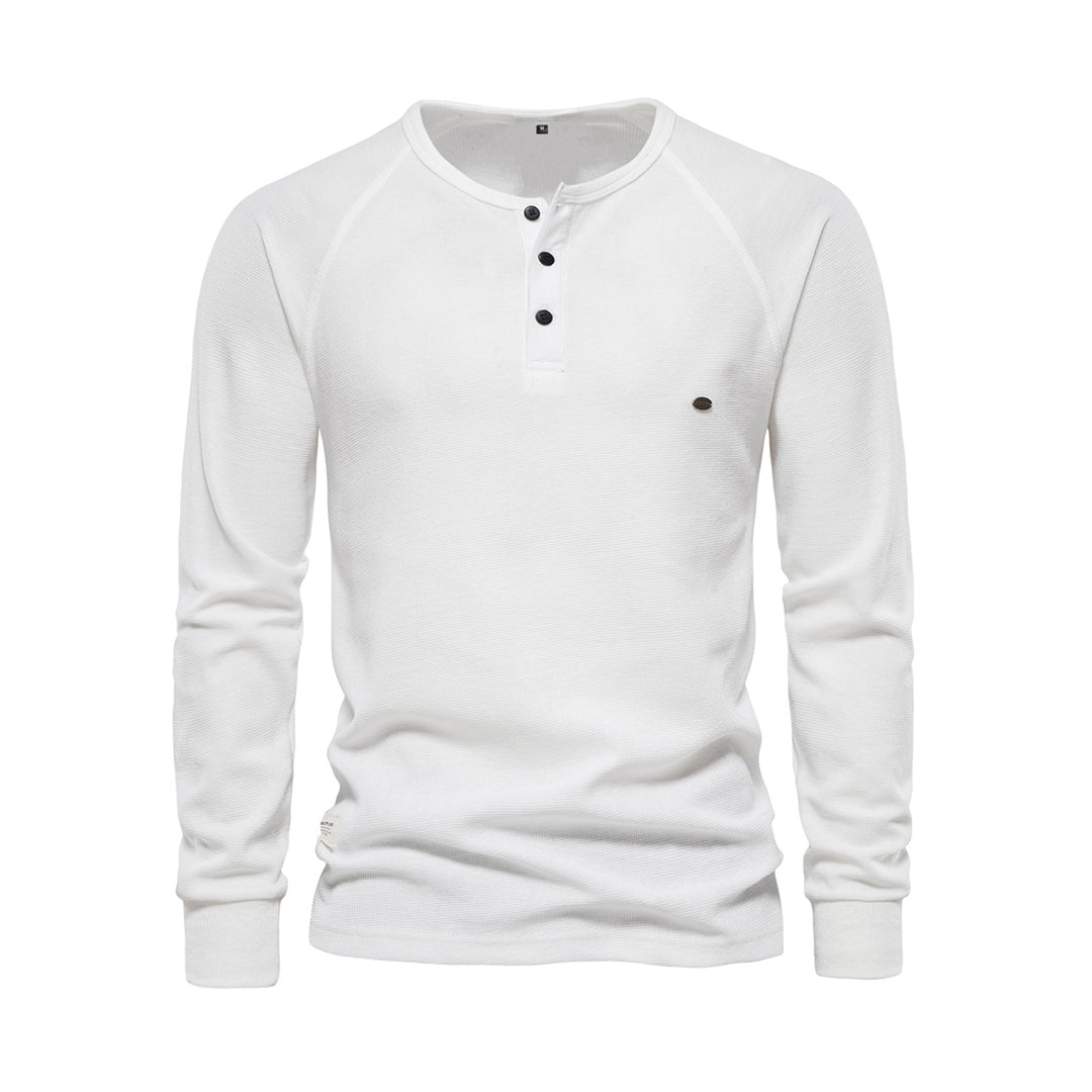 Daniel - Camiseta henley verde de manga larga hombre