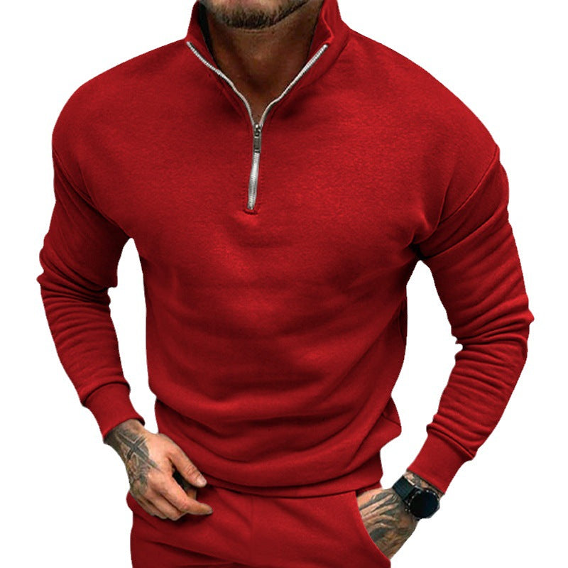 Enzo - Suéter de hombre con cremallera media y cuello alto