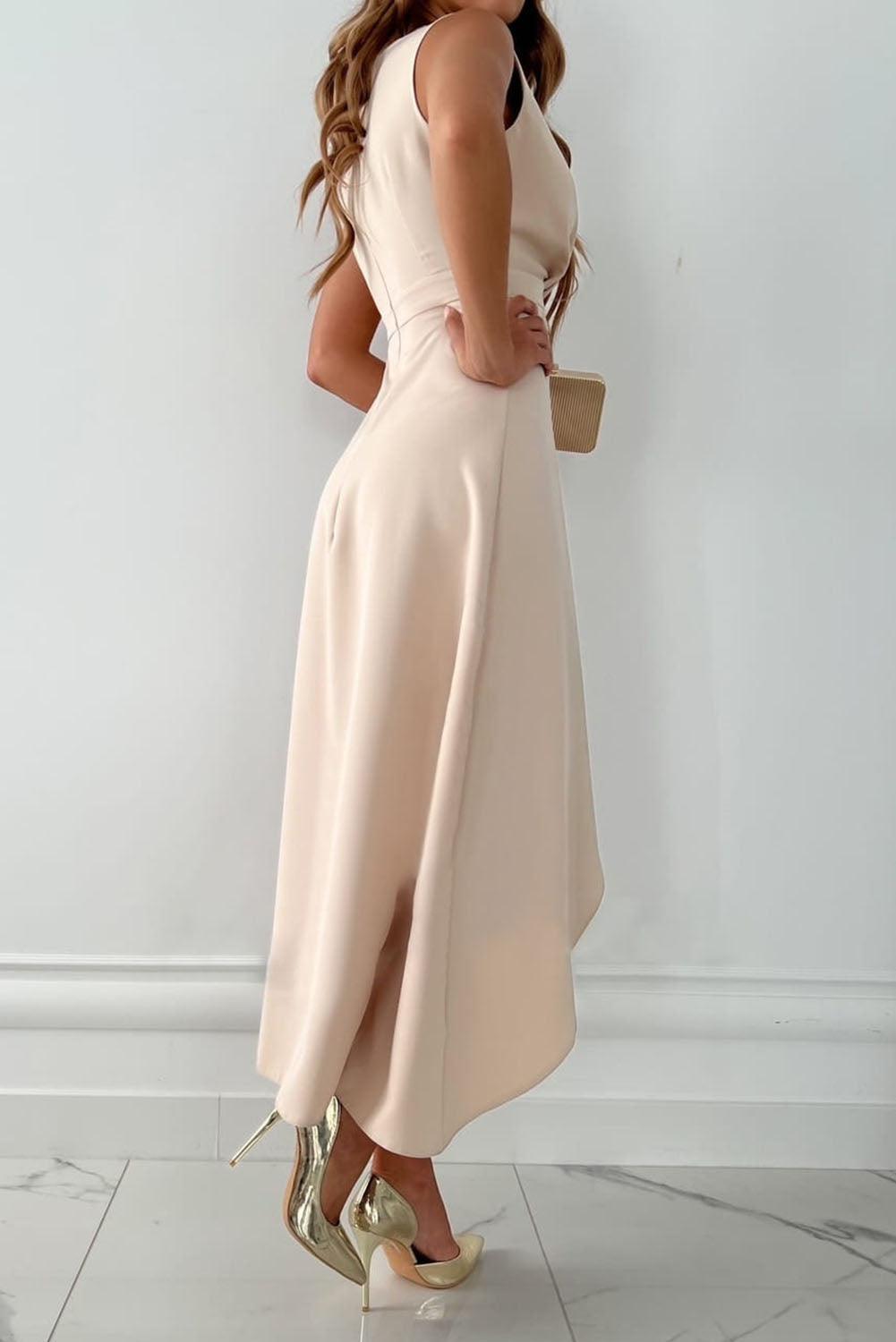 Carla - Vestido midi elegante con escote cruzado mujer